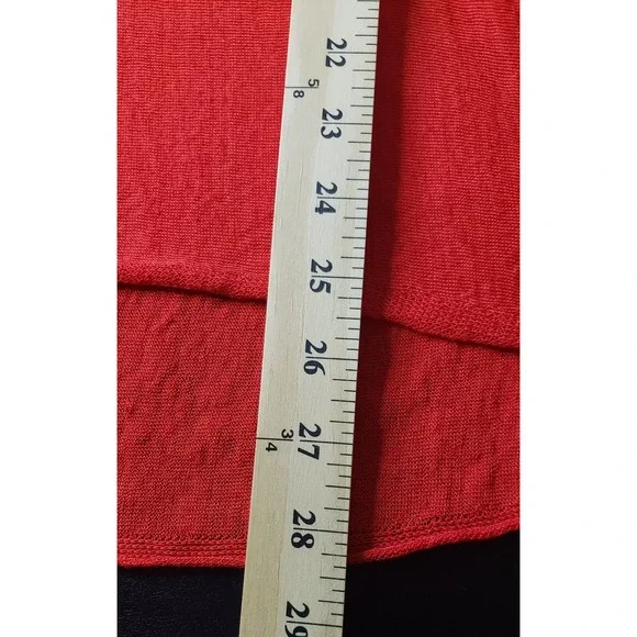 Eileen Fisher Red Organic Linen Blend Sheer Knit M Tunic Top Valentine's Day - Picture 8 of 8